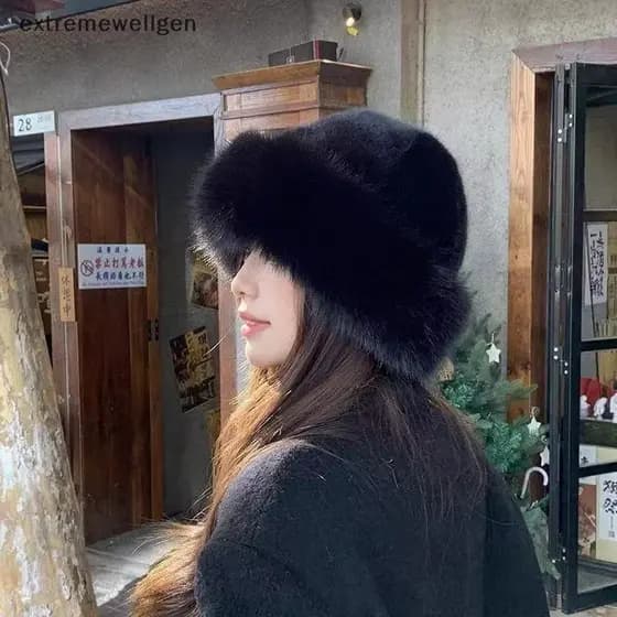 [extremewellgen] Chapéu Feminino De Pele De Raposa Falsa Inverno Quente Russo Neve Esqui Boné Aquecedor De Orelha Ewg