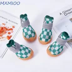 MXMIOO 4 Unidades/Conjunto Sapatos Respiráveis Para Cães De Estimação , De Malha Macios Antiderrapantes Cachorros , Bota