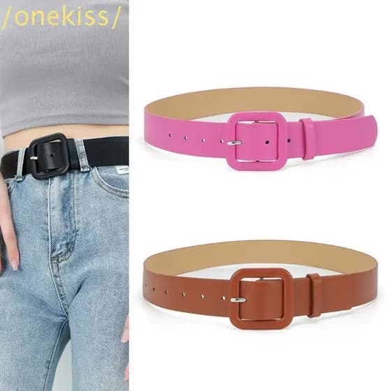 KISS1 Cintura Com Fivela Quadrada Cor Doce Moda Casual Alça De Fina