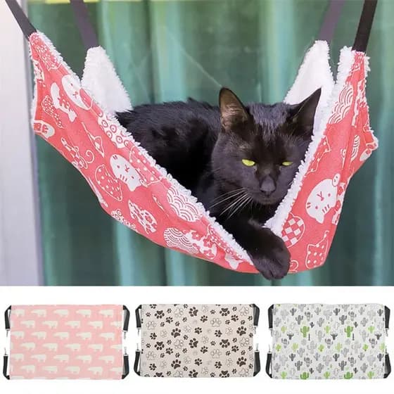 Cama De Rede Para Gatos Respirável Dupla Face Suspensa Aconchegante Ponto De Descanso De Verão