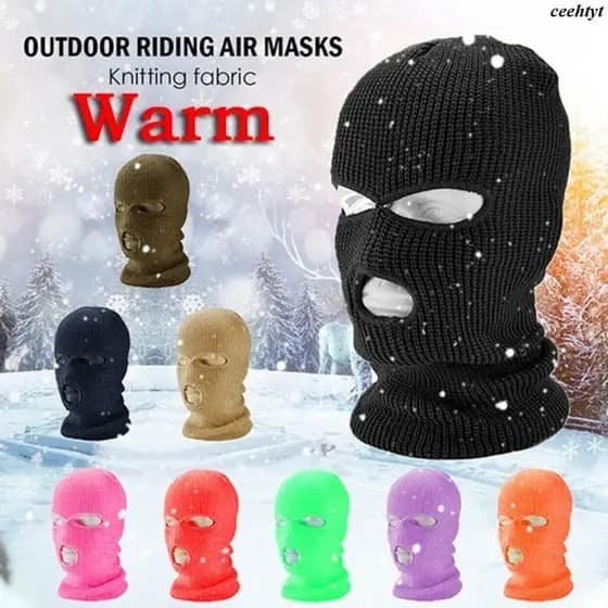 Moda 3 Buracos De Malha Capa Facial Completa Esqui , Balaclava De Inverno Quente Rosto Cheio Para Esportes Ao Ar Livre