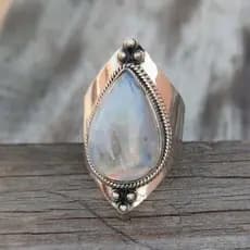 Anel Vintage de Pedra da Lua Tibetana, Adequado para Mulheres, Anel de Pedra da Lua Indiana de Estilo Boêmio Antigo WZ6U