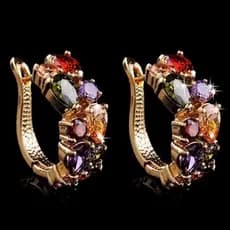 Luxuosos Brincos Pendentes Betty Yumona Lisa em Ouro Rosê, Joias de Casamento Femininas, Incrustados com Zircônia Colori