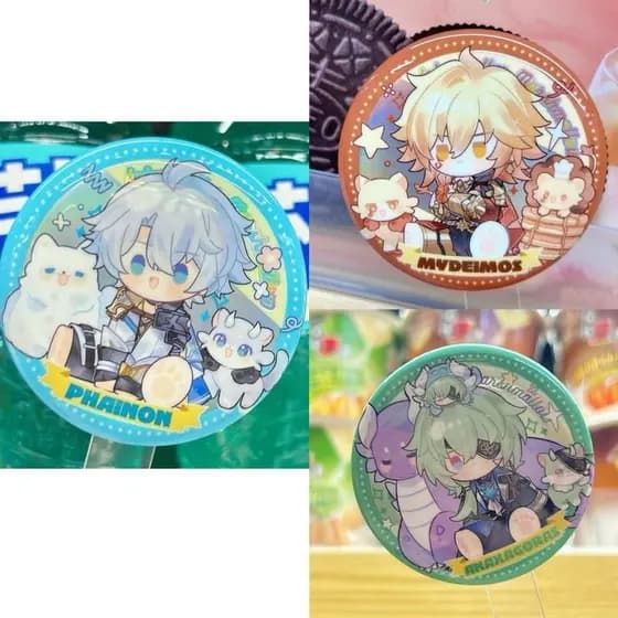 3 Pçs/Set Jogo Mydei Phainon Anaxa Anaxagoras 58mm Anime laser Crachá Broche Pin Cosplay Emblema Aces WQS2