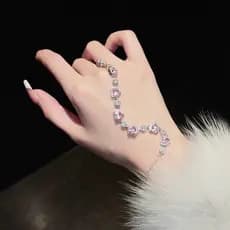 Pulseira Coração com Zircônia Brilhante em Prata S925, Presente Luxuoso para Namorada