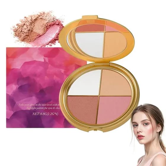 Paleta de Maquiagem de Uso Duplo para Sombra e Blush - Maquiagem para Olhos e Iluminador, Paleta de Maquiagem de Uso Dup
