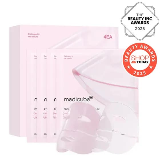 [medicube] Máscara em Gel de Colágeno Rosa PDRNP, Pacote com 4 Unidades, Máscara de Colágeno Rosa que Muda de Cor com DN