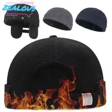 Gorro Sem Aba ZEALOUSSS , Quente Forrado De Lã À Prova De Vento , Com Protetores De Orelha , Chapéu Térmico Landlord