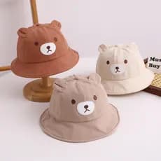 Chapéu de Sol com Orelhas de Urso para Meninos e Meninas, Chapéu de Sol de Algodão Puro para Atividades ao Ar Livre, Cha