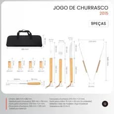 Kit Churrasco Premium 9 Peças Inox e Madeira