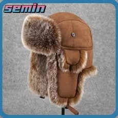 Chapéu Trapper SEMIN, Chapéus de Aviador em Pele Sintética à Prova de Vento, Boné de Esqui Quente e Elegante para o Inve