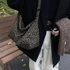 Bolsa casual diária, bolsa transversal, estampa de leopardo, bolsa de inverno, adequada para estudantes.