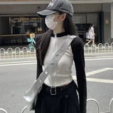 Camiseta curta, elegante, com mangas compridas, decote ajustado, top justo, adequada para mulheres, tem efeito emagreced