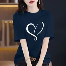 Camiseta de manga curta de verão, nova moda 2026, top casual estampado, 100% algodão, estilo feminino, moderna, corte so