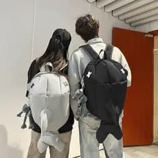 Mochila de Moda Exclusiva com Estampa de Cartoon Unissex, Mochila Escolar Criativa em Forma de Tubarão Grande, Mochila C