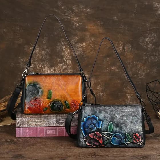 Nova bolsa feminina de couro genuíno para ombro e transversal, uma bolsa vintage multifuncional projetada para mulheres.