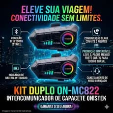 INTERCOMUNICADOR MOTO FONE DE OUVIDO CAPACETE PRO ONISTEK ON MC822