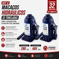 Kit 2 Macacos Hidráulicos 32ton Tipo Garrafa LNG Azul Original Para Linha Pesada