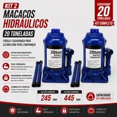 Kit 2 Macacos 20ton Hidráulicos Tipo Garrafa LNG Original Compactos Para Linha Pesada
