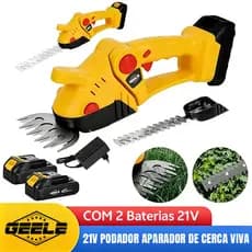 Podador Aparador De Cerca Viva Com 2 Baterias 21v – potência, precisão e bateria recarregável