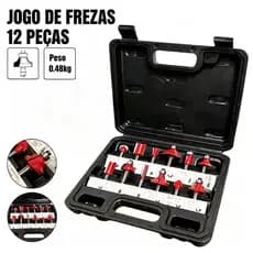 Jogo Fresas Tupia Mdf Madeira 12 Pçs + Estojo Organizador 6mm Madeira em Marcenaria