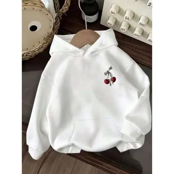 Moletom Feminino  Cherry Canguru Com Bolso e Capuz Confortável Blusa de frio moletom canguru com bolso e toca