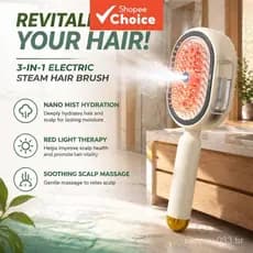 Escova a Vapor Elétrica para Cabelo, Escova de Massagem com Almofada de Ar e Spray, Escova Antiestática para Cabelo Molh