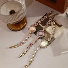 Relógio de Pulso Luxuoso com Pulseira de Pedras Preciosas Coloridas e Diamantes, Relógio Feminino Exquisito e de Nicho,