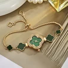 Relógio de pulso feminino estilo casual, verde com diamantes, luxo discreto, de nicho, sofisticado, elegante, requintado
