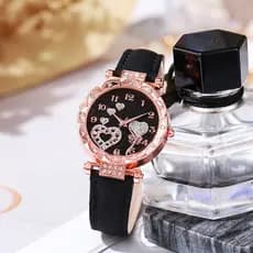 Relógio feminino com pulseira de couro, elegante e simples, relógio de quartzo casual para estudantes.