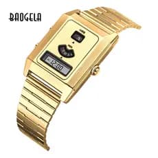 Exclusivo para relógios masculinos e femininos de formato quadrado, relógio de quartzo masculino elegante, relógio de pu