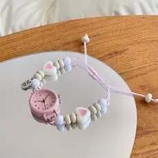 Relógio de pulso feminino artesanal e fofo no estilo Ins, artístico e simples, para meninas, melhores amigas e estudante