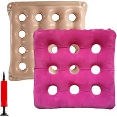 Conjunto de 2 Almofadas Infláveis Tipo Waffle com Bomba, 18 Polegadas, Bege, Almofada de Ar com 16 Furos para Alívio de