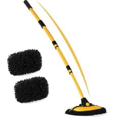 anngrowy Kit de Escova e Mop para Lavagem de Carro de 56,7" com Esponja e Cabo Longo, Kit de Ferramentas para Limpeza de