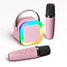 Caixa de Som Sem Fio para Karaokê com 2 Microfones Sem Fio - Máquina de Festa Portátil Tudo-em-Um para Casa, Eventos ao