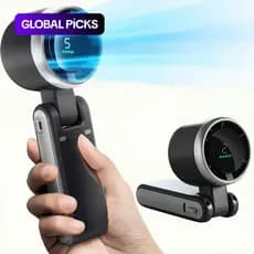 Ventilador Portátil de Mão Turbo, Ventilador de 5 Velocidades, Ventilador com Velocidade Ajustável, Funciona com Bateria