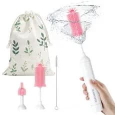 Conjunto de Escovas Elétricas para Garrafas SEANCHEER S02, Limpador Portátil de Garrafas para Bebês, Alimentado por Pilh