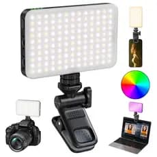 OREKROY Luz de Celular com Clipe 165LED, Luz para Selfies, Iluminação RGB, 10 Modos de Iluminação para Laptop, Câmera, L