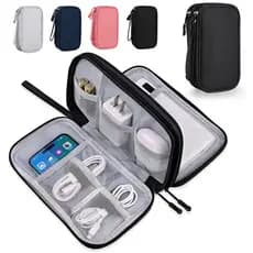 Bolsa Organizadora de Cabos para Viagem, Estojo Portátil Impermeável de Duas Camadas para Cabos, Fios, Carregadores, Tel