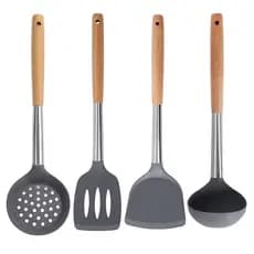 Conjunto de utensílios de cozinha de Silicone resistente ao calor, panelas antiaderentes, espátula, colher medidora de c