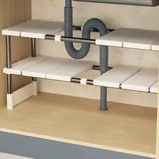 Rack De Armazenamento Ajustável Sob A Pia , Organizador De Armário De Banheiro De Cozinha Expansível , Suporte De Panela
