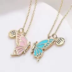 Conjunto de colar de borboleta de 2 peças, adequado para melhores amigas usarem, colar de amizade BFF, presente de anive