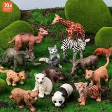 Figuras de Ação em Cubo de Animais Selvagens da Floresta Simulada, Girafa, Elefante, Leão, Coleção de Brinquedos Modelo