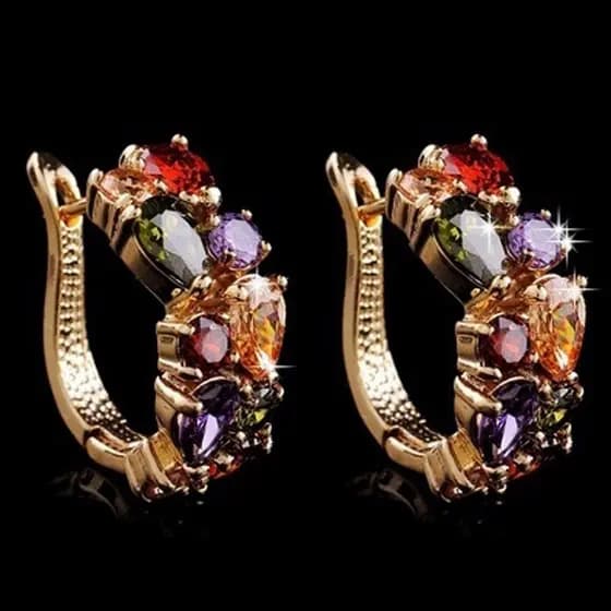 Luxuosos brincos pendentes Mona Lisa em ouro rosado, marca Bettyue, joias de casamento femininas, incrustados com zircôn