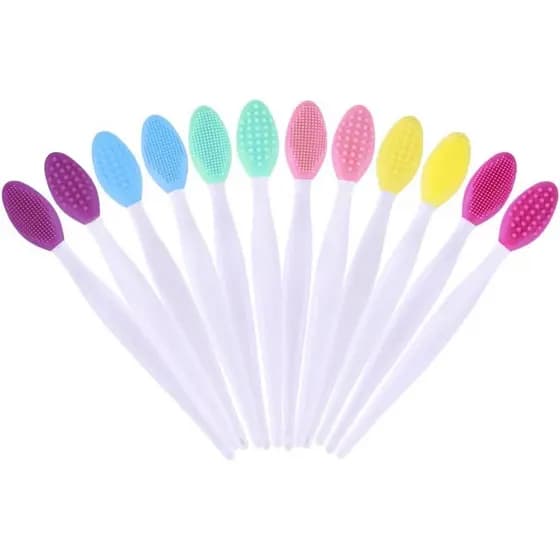 12 Escovas Esfoliantes para Poros, Esfoliador Labial, Escova de Limpeza Facial de Silicone, Escova Esfoliante para Lábio