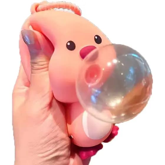 Chaveiro Fofo e Macio |   Acessório de Chaveiro em Forma de Rato Rosa com Bolinhas para Apertar |   Charme Kawaii para B