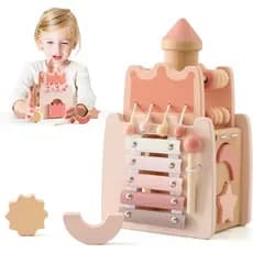 Cubo de Atividades de Madeira Youuys 9 em 1, Brinquedos Montessori para Meninos e Meninas a Partir de 3 Anos, Brinquedos