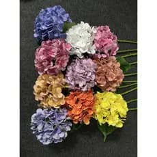 5 peças de hortênsias de látex de 21" e 2 peças de delphinium de seda de 31" - flores artificiais azuis para buquês de c