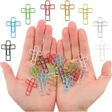 40 Peças de Clipes de Papel Coloridos em Forma de Coração e Cruz, Design Multicolorido, Suprimentos para Estudo da Bíbli