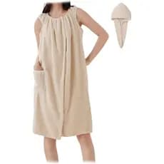 Toalha de Banho Vestível para Mulheres, Saia de Banho Macia e Espessa com Design de Botões, Toalhas de Banho Vestíveis c